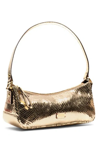Frances Valentine Mia Snakeskin Embossed Metallic Leather Shoulder Bag In Gold