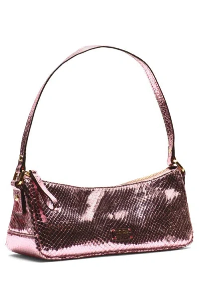 Frances Valentine Mia Snakeskin Embossed Metallic Leather Shoulder Bag In Pink