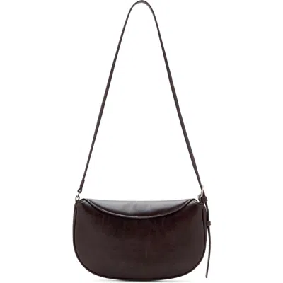Mango Oval Flap Faux Leather Crossbody Bag In Brown