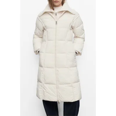Mango Quilted Puffer Coat With Rib Insert In White