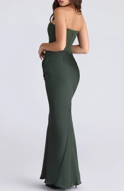 House Of Cb Persephone Strapless Evening Dress In Green