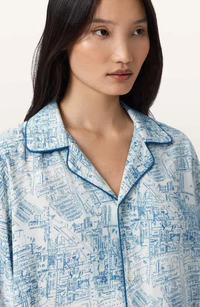 Allsaints Maude Map Print Pajamas In Blue