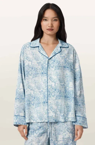 Allsaints Maude Map Print Pajamas In Blue