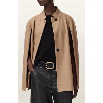 Allsaints Lunis Wool Blend Cape Coat In Brown