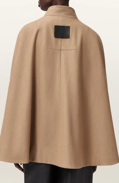 Allsaints Lunis Wool Blend Cape Coat In Brown