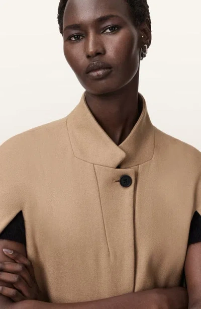 Allsaints Lunis Wool Blend Cape Coat In Brown