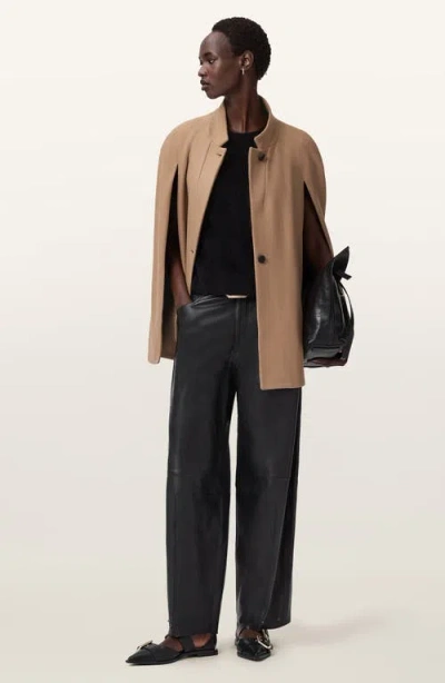 Allsaints Lunis Wool Blend Cape Coat In Brown