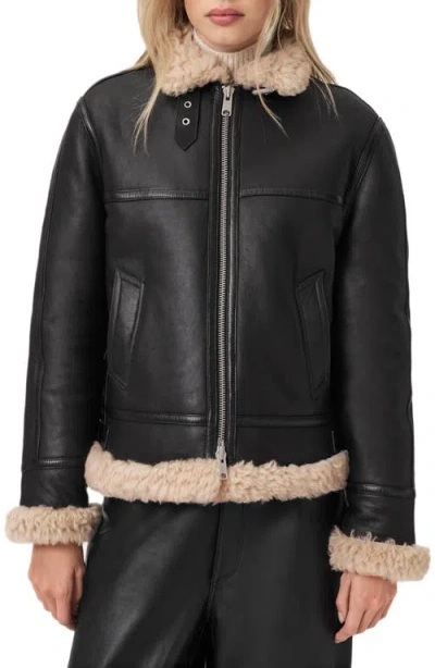 Allsaints Lorel Shearling Flying Jacket In Black