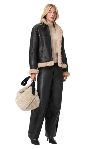 Allsaints Lorel Shearling Flying Jacket In Black