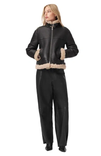 Allsaints Lorel Shearling Flying Jacket In Black