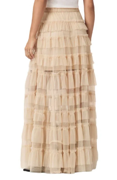 Allsaints Womens Blush Pink Aude Ruffle Woven Maxi Skirt In Neutral