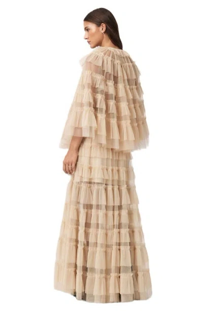 Allsaints Womens Blush Pink Aude Ruffle Woven Maxi Skirt In Neutral