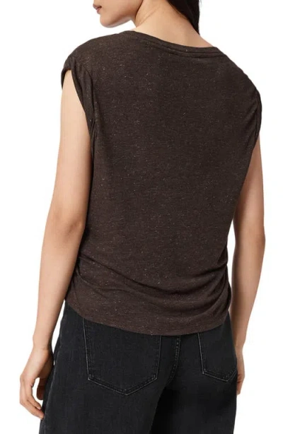 Allsaints Womens Rust Brown West Sleeveless Jersey Top In Brown