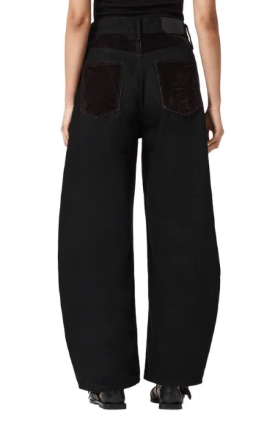 Allsaints Helena Flocked Barrel Leg Jeans In Brown