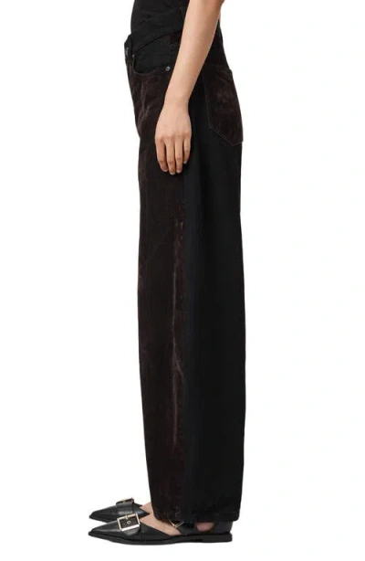 Allsaints Helena Flocked Barrel Leg Jeans In Brown