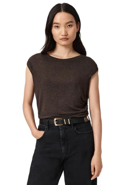 Allsaints Womens Rust Brown West Sleeveless Jersey Top In Brown