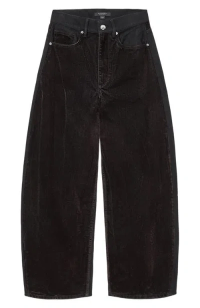 Allsaints Helena Flocked Barrel Leg Jeans In Brown