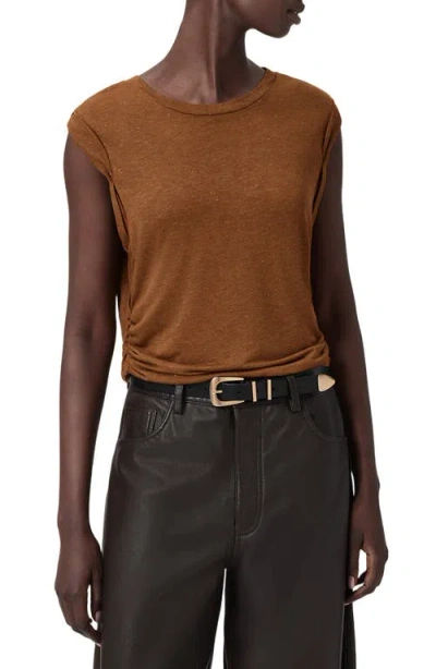 Allsaints Metallic Cap Sleeve Top In Brown