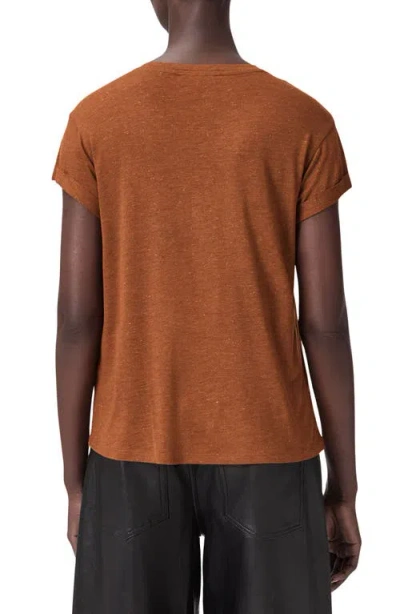 Allsaints Anna Short Sleeve Shimmer T-shirt In Brown