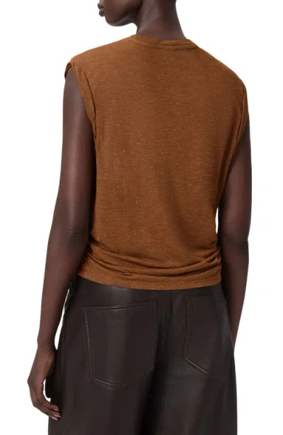 Allsaints Metallic Cap Sleeve Top In Brown