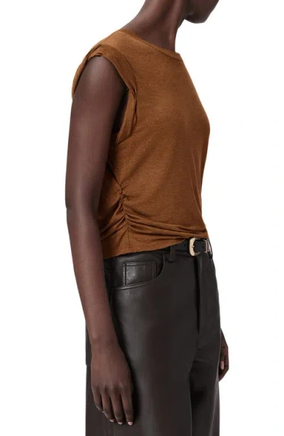 Allsaints Metallic Cap Sleeve Top In Brown