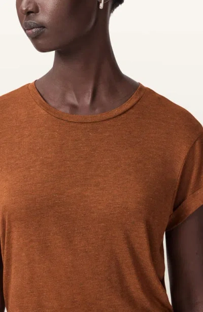 Allsaints Anna Short Sleeve Shimmer T-shirt In Brown