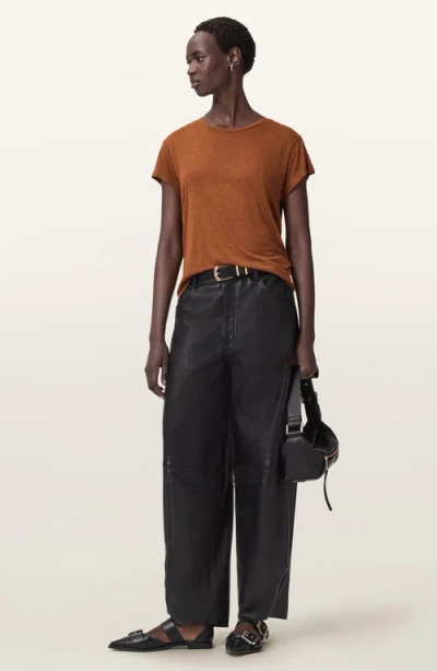 Allsaints Anna Short Sleeve Shimmer T-shirt In Brown