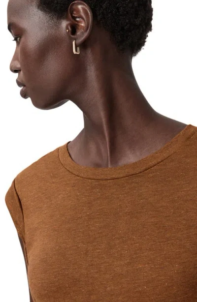 Allsaints Metallic Cap Sleeve Top In Brown