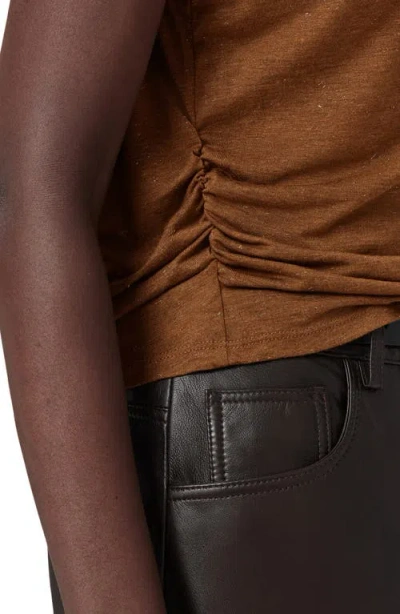 Allsaints Metallic Cap Sleeve Top In Brown