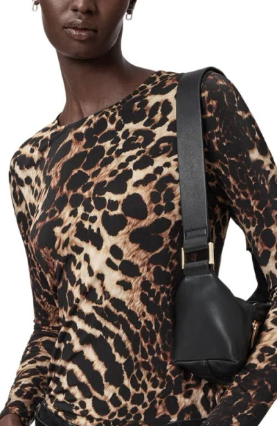 Allsaints Womens Katlyn Leopard-print Long-sleeve Stretch-jersey Top Pardus Honey B In Animal Print