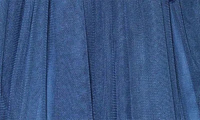 Popatu Kids' Long Sleeve Velvet & Tulle Party Dress In Blue