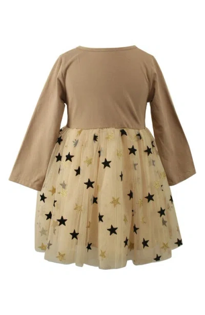 Popatu Kids' Long Sleeve Check Party Dress In Brown