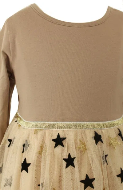 Popatu Kids' Long Sleeve Check Party Dress In Brown