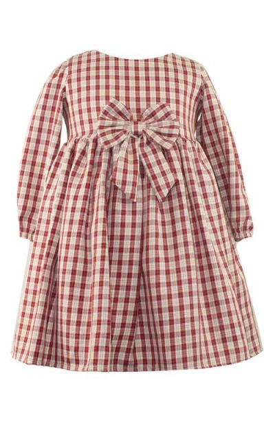 Popatu Kids' Long Sleeve Check Party Dress In Multi