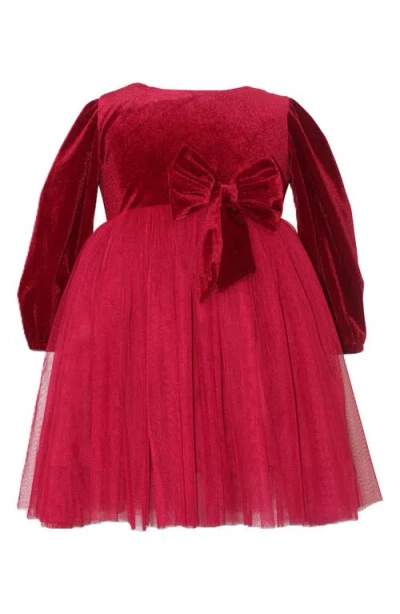 Popatu Kids' Velvet & Tulle Party Dress In Red