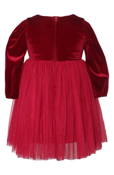 Popatu Kids' Velvet & Tulle Party Dress In Red