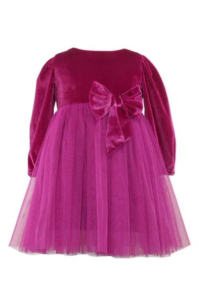 Popatu Kids' Velvet & Tulle Party Dress In Pink