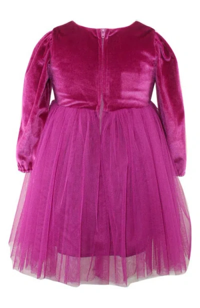 Popatu Kids' Velvet & Tulle Party Dress In Pink
