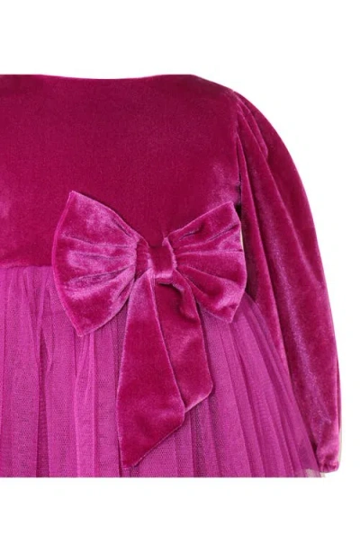 Popatu Kids' Velvet & Tulle Party Dress In Pink