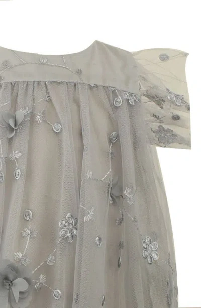 Popatu Kids' 3d Floral Party Dress In Gray