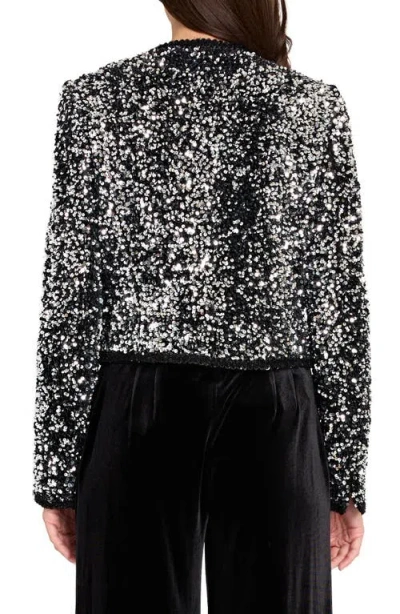 Tahari Asl Corded Braid Trim Sequin Jacket In Multi