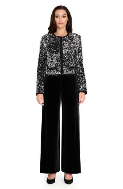 Tahari Asl Corded Braid Trim Sequin Jacket In Multi
