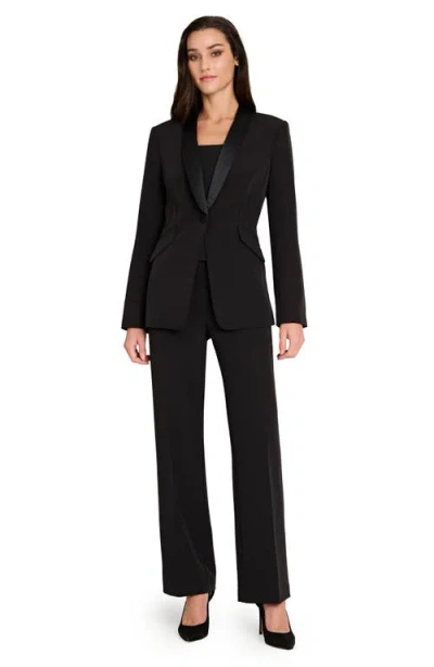 Tahari Asl Crepe Tuxedo Jacket In Black