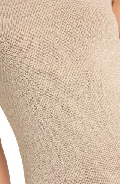 Tahari Asl Metallic Sparkle Sleeveless Mock Neck Sweater In Neutral