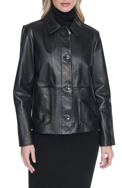 Cole Haan Leather Jacket In Black
