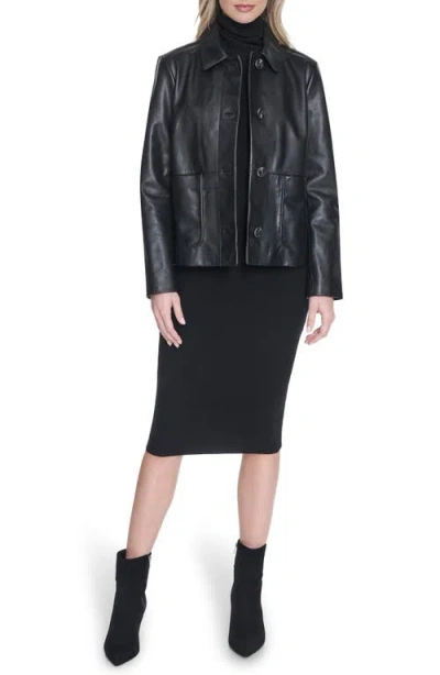 Cole Haan Leather Jacket In Black