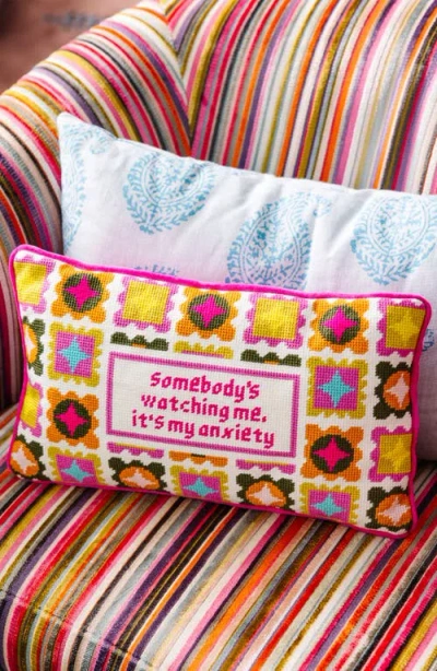 Furbish Watching Me Needlepoint Pillow In Multi