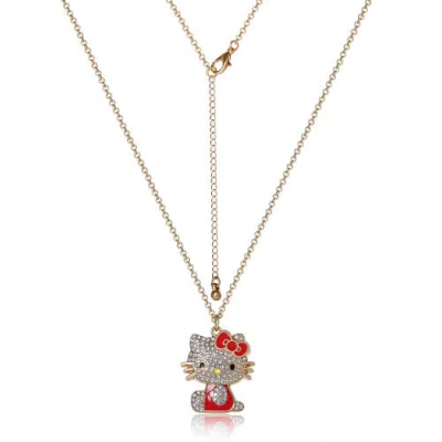 Hello Kitty Sally Rose  Aqua Green Enamel And Pave Crystal Necklace Official License, Gold-tone 16+3  In Metallic