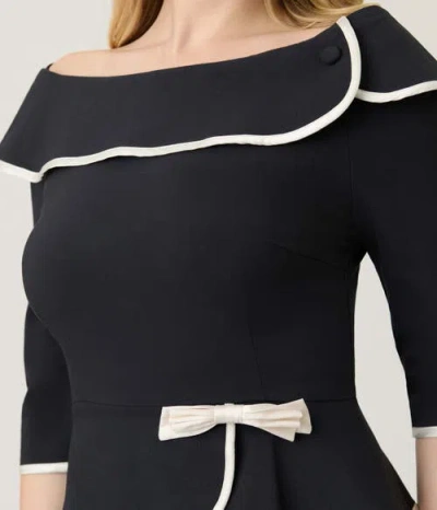 Unique Vintage Peplum Suit Pencil Dress In Black