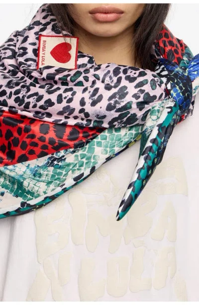 Bimba Y Lola Leopard-snake Print Scarf In Multi